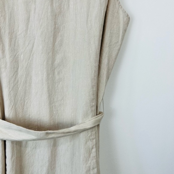 Hobbs Beige Linen Blend Sleeveless Tie Waist Button Up Shirt Dress UK 14 - Picture 16 of 16